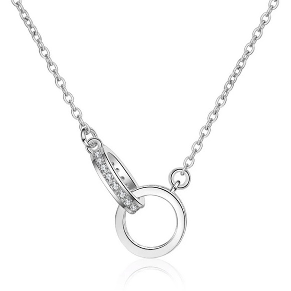 Jewelry - NEW 💎 925 Silver interlocking Rings cz necklace